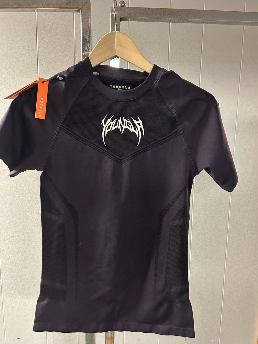 YOUNGLA Warrior Short-Sleeve Performance Shirt BRAND NEW Dark Purple Medium